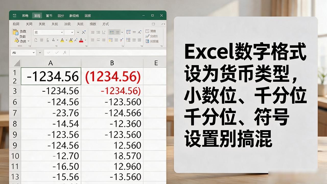 Excel数字格式设为货币类型，小数位、千分位、符号设置别搞混